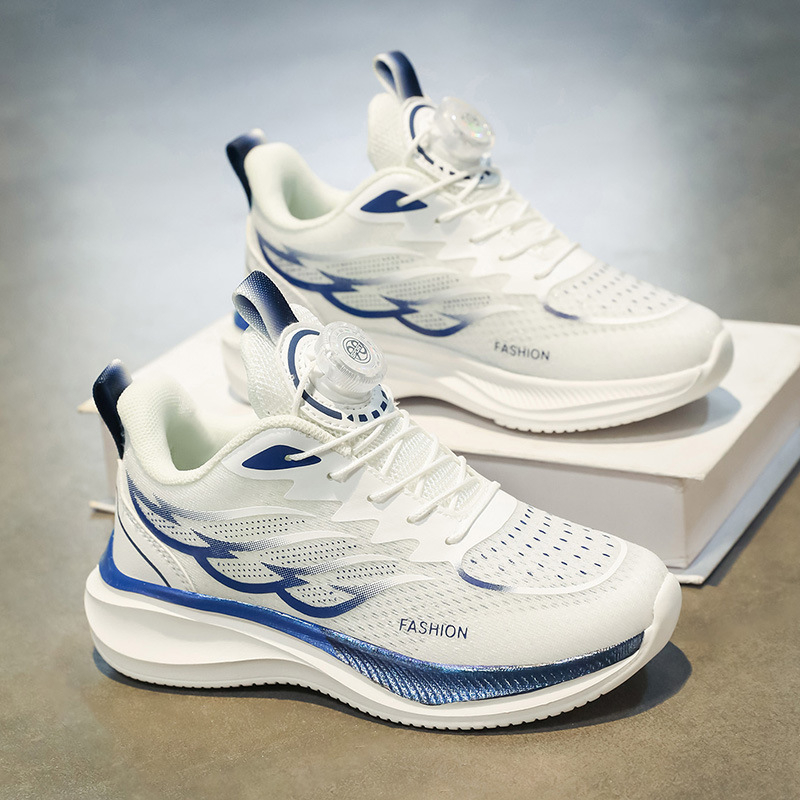 Pantofi sport pentru alergare cu partea superioară din plasă, talpă EVA, model cu dungi, închidere cu cataramă rotativă, pentru bărbați