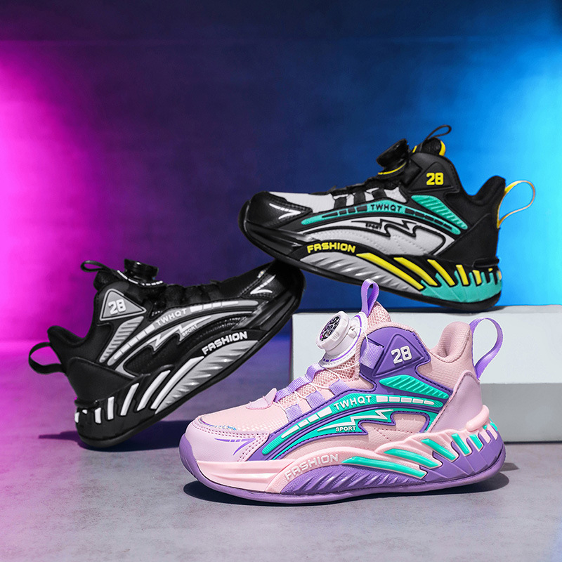 Dječje tenisice za trčanje – gornji dio PU+Mesh, potplat MD, prozračne, lagane, protivklizne, s prugastim uzorkom, za uzrast 4–16 godina