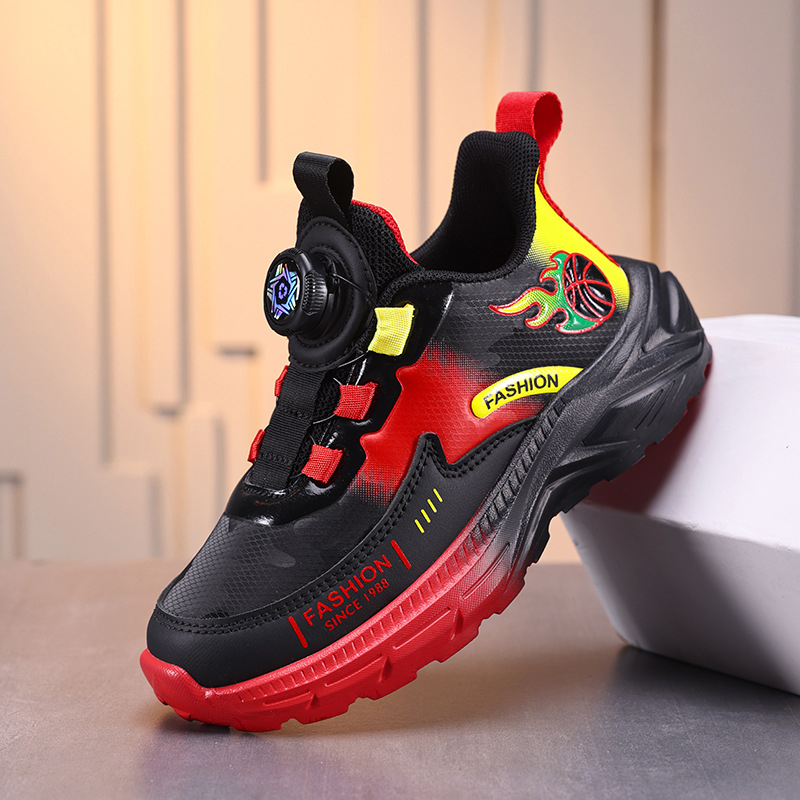 Pantofi sport pentru copii cu cataramă rotativă – Părți superioare din piele artificială, ușori, antiderapante, talpă MD