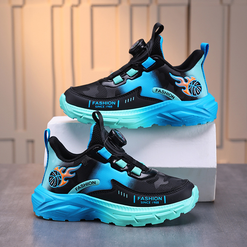 Pantofi sport pentru copii cu cataramă rotativă – Părți superioare din piele artificială, ușori, antiderapante, talpă MD