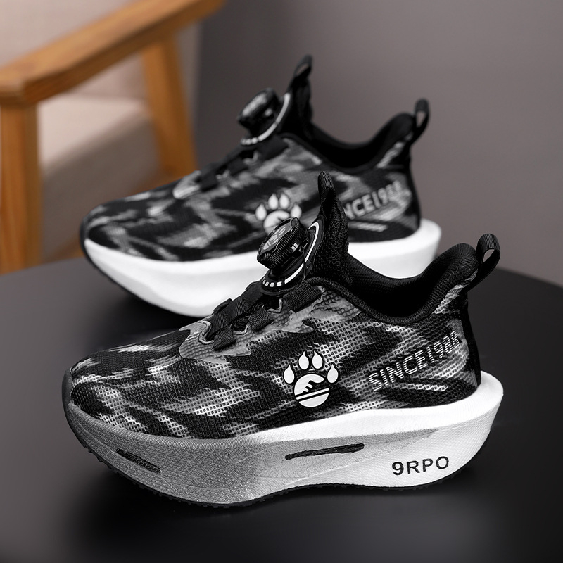 Pantofi sport pentru copii cu cataramă rotativă - partea superioară din plasă respirabilă, talpă din cauciuc antiderapant, unisex, pentru vârste 4-16 ani