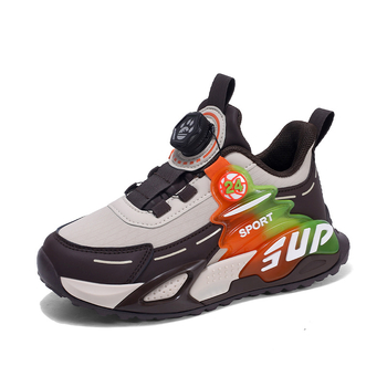 Pantofi de alergare pentru copii, unisex, partea superioară PU + plasă, respirabili, închidere cu buton rotativ, pentru vârste 4–16 ani