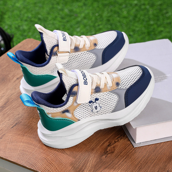 Adidași sport pentru copii din plasă, cu partea superioară din plasă și piele, respirabili, ușori, talpă EVA, închidere Velcro