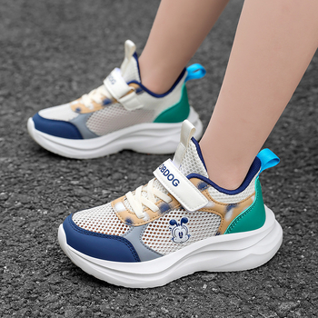 Adidași sport pentru copii din plasă, cu partea superioară din plasă și piele, respirabili, ușori, talpă EVA, închidere Velcro