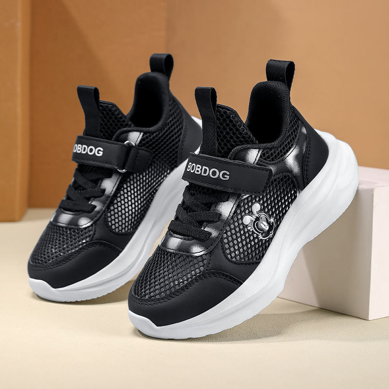 Adidași sport pentru copii din plasă, cu partea superioară din plasă și piele, respirabili, ușori, talpă EVA, închidere Velcro