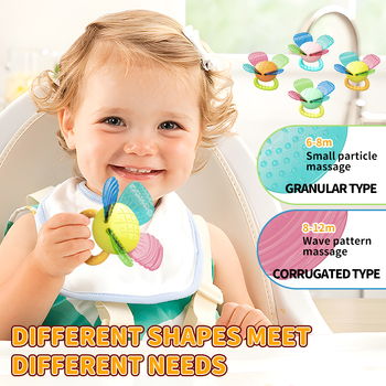 Силиконова зъбна дрънкалка за бебета – цветеобразна форма, безопасна за варене и дъвчене, за деца 0–3 години