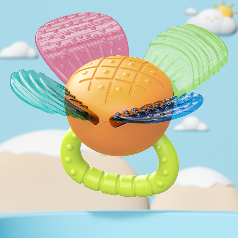 Силиконова зъбна дрънкалка за бебета – цветеобразна форма, безопасна за варене и дъвчене, за деца 0–3 години