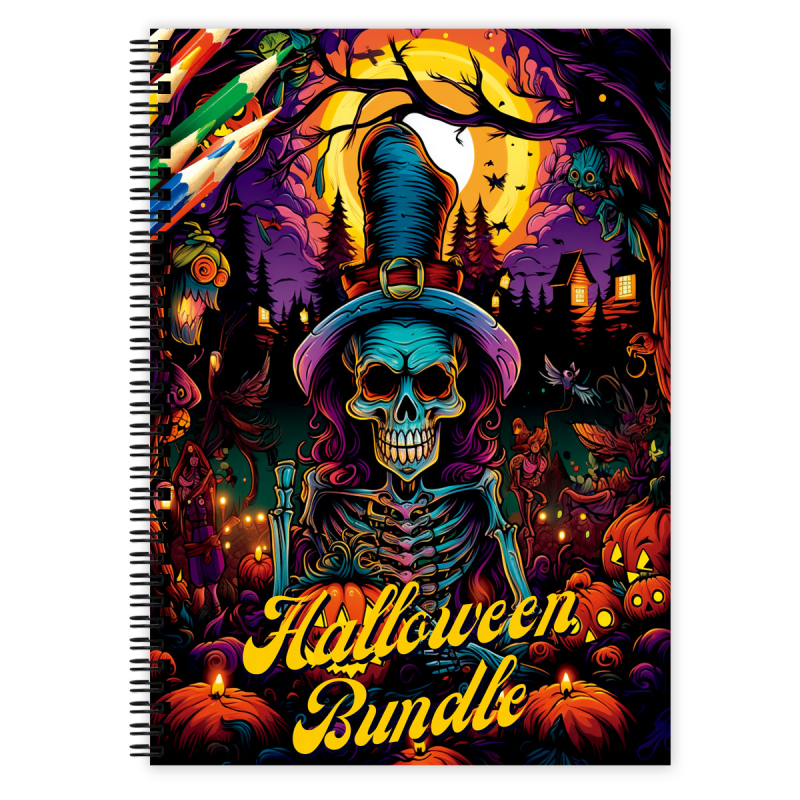 Felinco carte de colorat Halloween Horror pentru adulți - Ușurare a stresului, 24 de pagini, 120 g/m2 hârtie