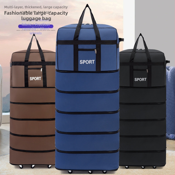 Cestovná taška s univerzálnymi kolieskami, Oxford materiál, vodeodolná a ultra ľahká, rozšíriteľná, zapínanie na zips