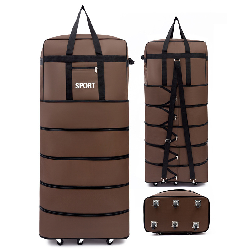 Cestovná taška s univerzálnymi kolieskami, Oxford materiál, vodeodolná a ultra ľahká, rozšíriteľná, zapínanie na zips