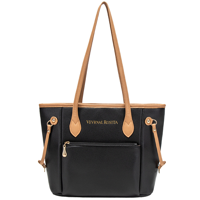 VR DL278 Geantă Tote – stil retro european american, PU, formă orizontal dreptunghiulară, fermoar, buzunare interne (buzunar ascuns cu fermoar, buzunar pentru telefon, buzunar pentru documente, buzunar cu compartimente), căptușeală poliester, pentru uz zil