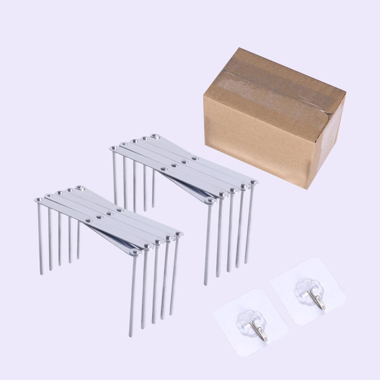 Raft de vase retractabil din oțel inoxidabil — pliabil, mobil, fără montaj, organizator de bucătărie pe birou