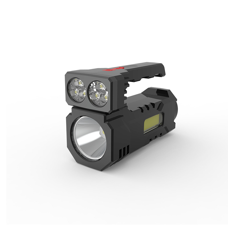 Proiector LED de mână, baterie reîncărcabilă, rază 200–500 m, 6W, 2400mAh, încărcător inclus