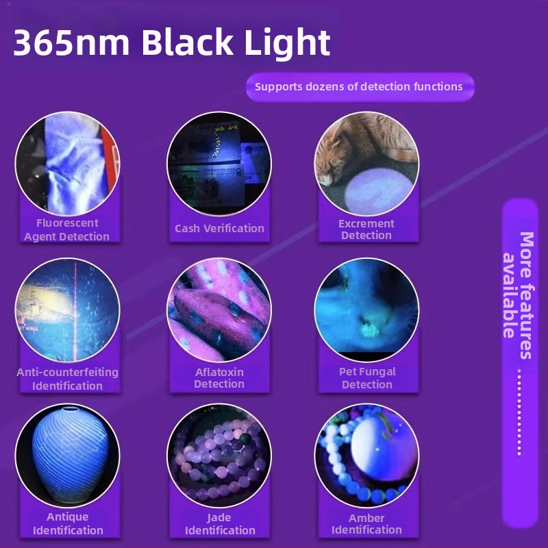 365 nm UV svietidlo na identifikáciu jadeitu a drahých kameňov s fluorescenciou, ručné, ABS puzdro, LED od Shatuo Tribe, CE certifikát