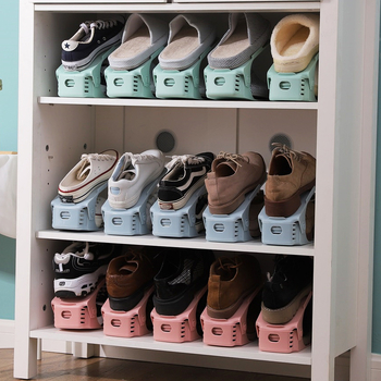 Raft de pantofi pliabil cu 2 niveluri, din plastic, podea, economisește spațiu, pentru dormitor, baie și sufragerie