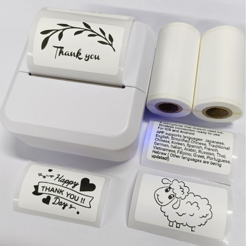 S2 Mini tlačiareň na štítky s Bluetooth, termálny papier, kompatibilný s iOS/Android, šírka tlače 20–57 mm