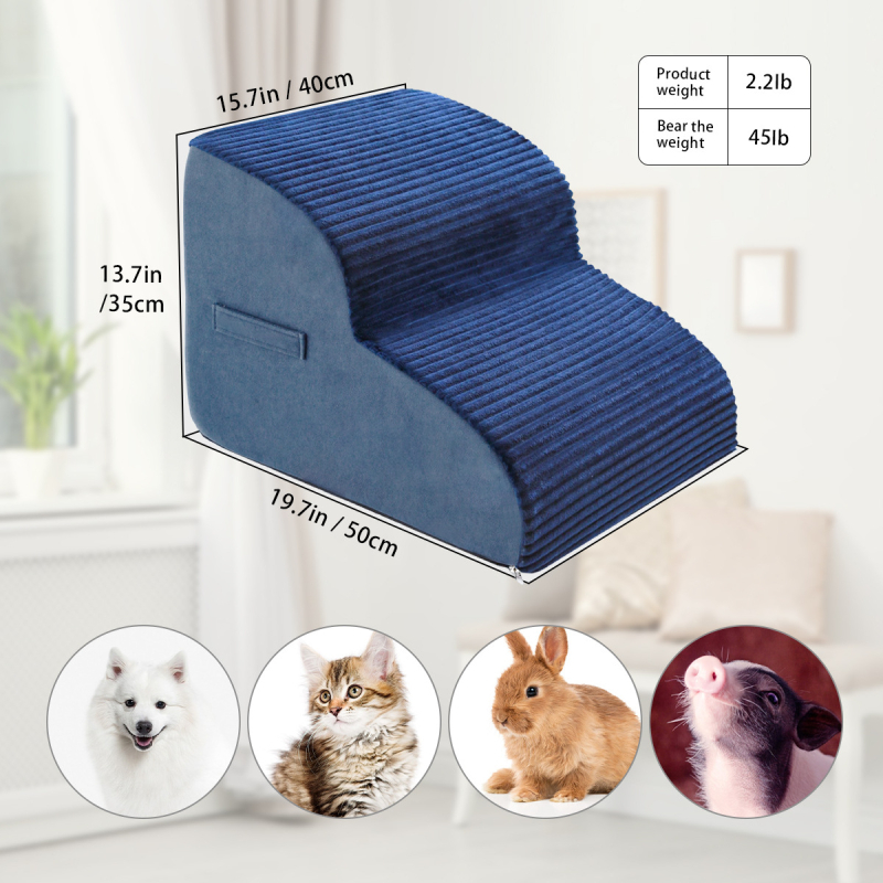 2/3/4‑stupňové schody pre psov z hustej peny, protisklzové a ultra široké, vhodné pre staršie psy a mačky