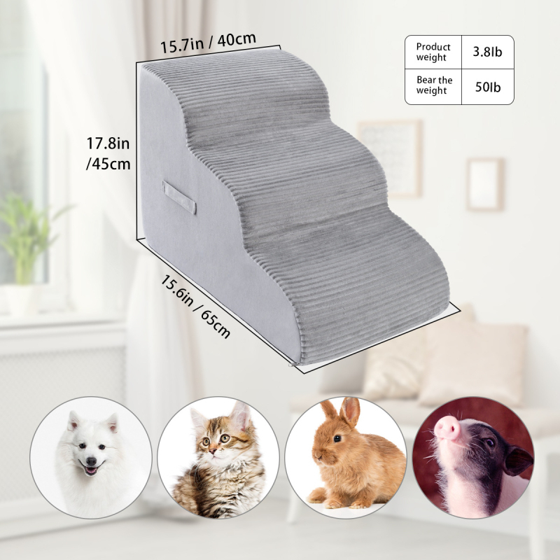 2/3/4‑stupňové schody pre psov z hustej peny, protisklzové a ultra široké, vhodné pre staršie psy a mačky