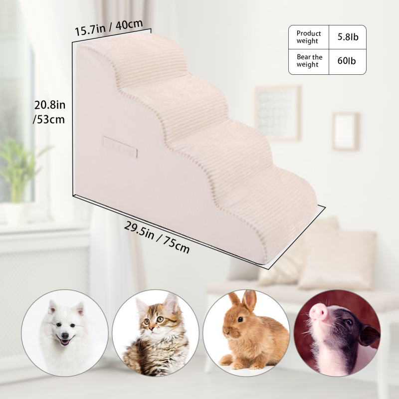 2/3/4‑stupňové schody pre psov z hustej peny, protisklzové a ultra široké, vhodné pre staršie psy a mačky