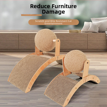 Vertikálna škrabka doska pre mačky s kolotočovým dizajnom a loptičkou na škrabanie, odolná opotrebeniu, bez triesok, materiál: vlnitý papier + hustá doska