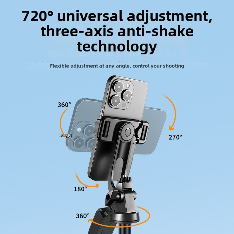 Kolme teljega telefoni gimbal automaatse jälgimisega, alumiiniumist põrandastatiiv, 5 kg koormus, 2–3 sektsiooniga vart