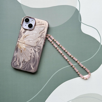 Prívesok k telefónu so sklenenými korálkami, tvar bambusového segmentu, dekoratívny šnúrkový popruh pre ženy