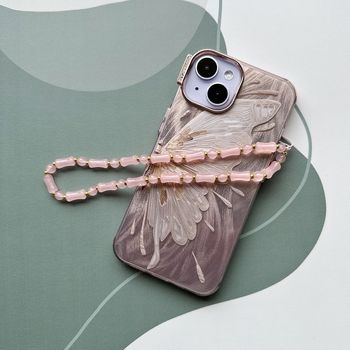 Prívesok k telefónu so sklenenými korálkami, tvar bambusového segmentu, dekoratívny šnúrkový popruh pre ženy