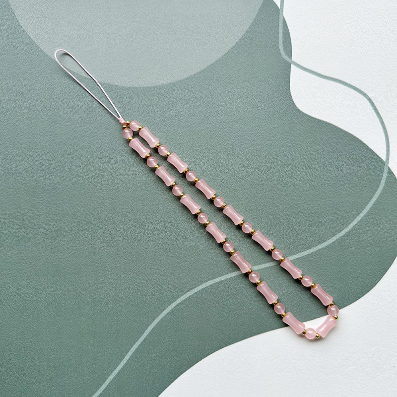 Prívesok k telefónu so sklenenými korálkami, tvar bambusového segmentu, dekoratívny šnúrkový popruh pre ženy