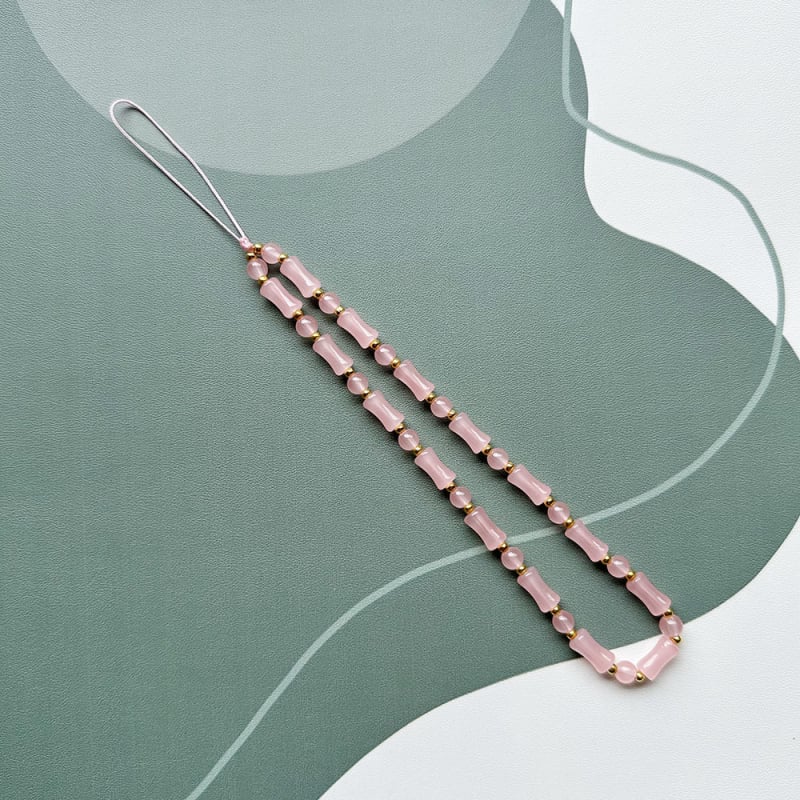 Prívesok k telefónu so sklenenými korálkami, tvar bambusového segmentu, dekoratívny šnúrkový popruh pre ženy