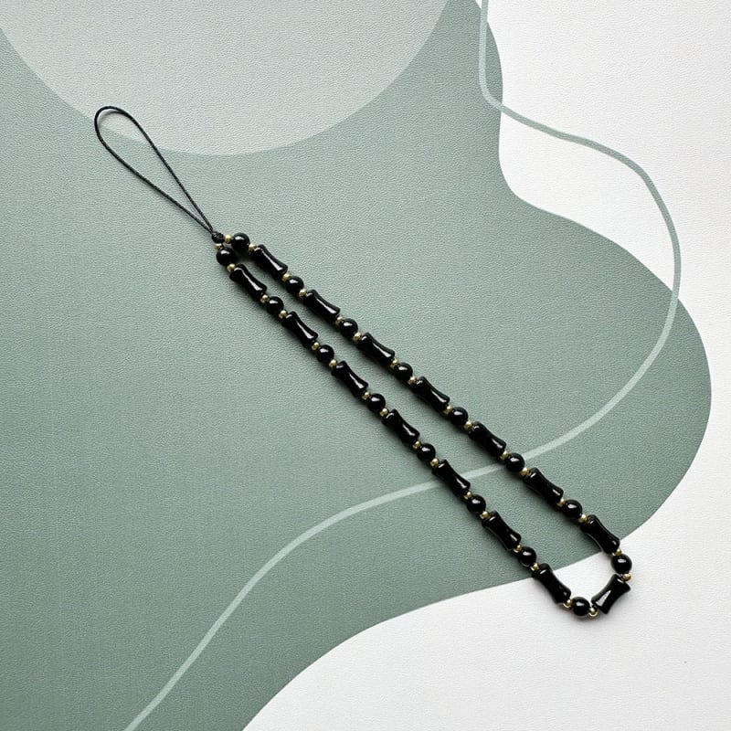 Prívesok k telefónu so sklenenými korálkami, tvar bambusového segmentu, dekoratívny šnúrkový popruh pre ženy