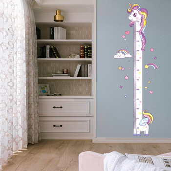 Autocolant de perete în stil graffiti: Unicorn strălucitor – măsurarea înălțimii pentru camera copiilor (PVC; 1 bucată; Măsurare înălțime, Rezistent la umezeală, Rezistent la mucegai, Rezistent la murdărie)