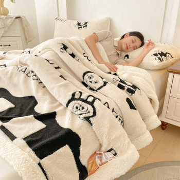 Pătură din lână cu jacquard și decupaje în formă de flori, stil Lux ușor, fleece multifuncțional (Cod produs: 56482338; Greutate: 1; Model: Altul)