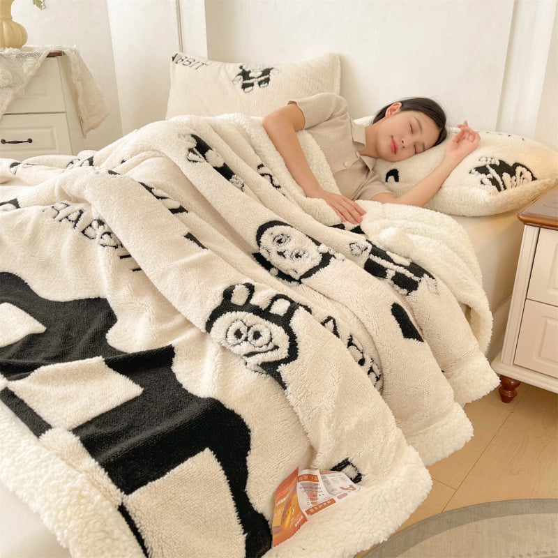 Pătură din lână cu jacquard și decupaje în formă de flori, stil Lux ușor, fleece multifuncțional (Cod produs: 56482338; Greutate: 1; Model: Altul)