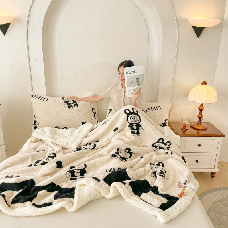 Pătură din lână cu jacquard și decupaje în formă de flori, stil Lux ușor, fleece multifuncțional (Cod produs: 56482338; Greutate: 1; Model: Altul)