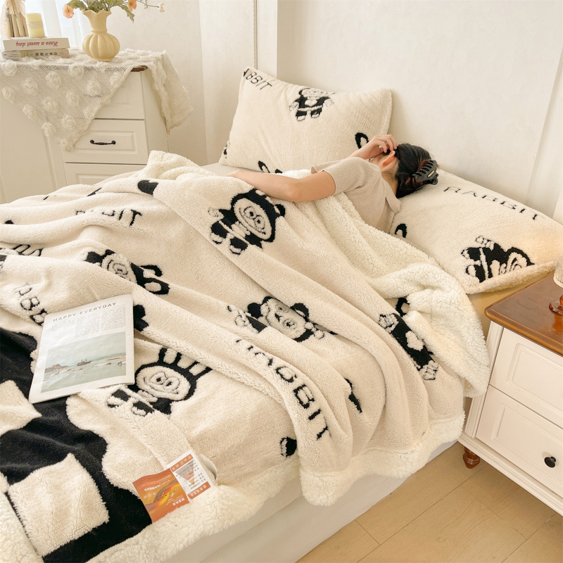 Pătură din lână cu jacquard și decupaje în formă de flori, stil Lux ușor, fleece multifuncțional (Cod produs: 56482338; Greutate: 1; Model: Altul)