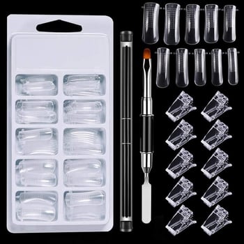 Sada gélových predlžovačov nechtov s formami a fixačným klipom, 12 kusov – Words of painting