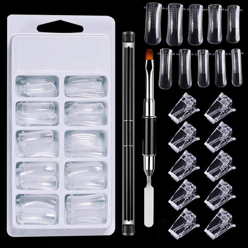 Sada gélových predlžovačov nechtov s formami a fixačným klipom, 12 kusov – Words of painting