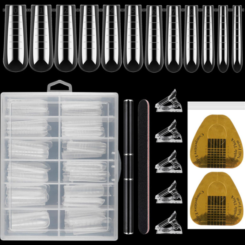 Sada gélových predlžovačov nechtov s formami a fixačným klipom, 12 kusov – Words of painting