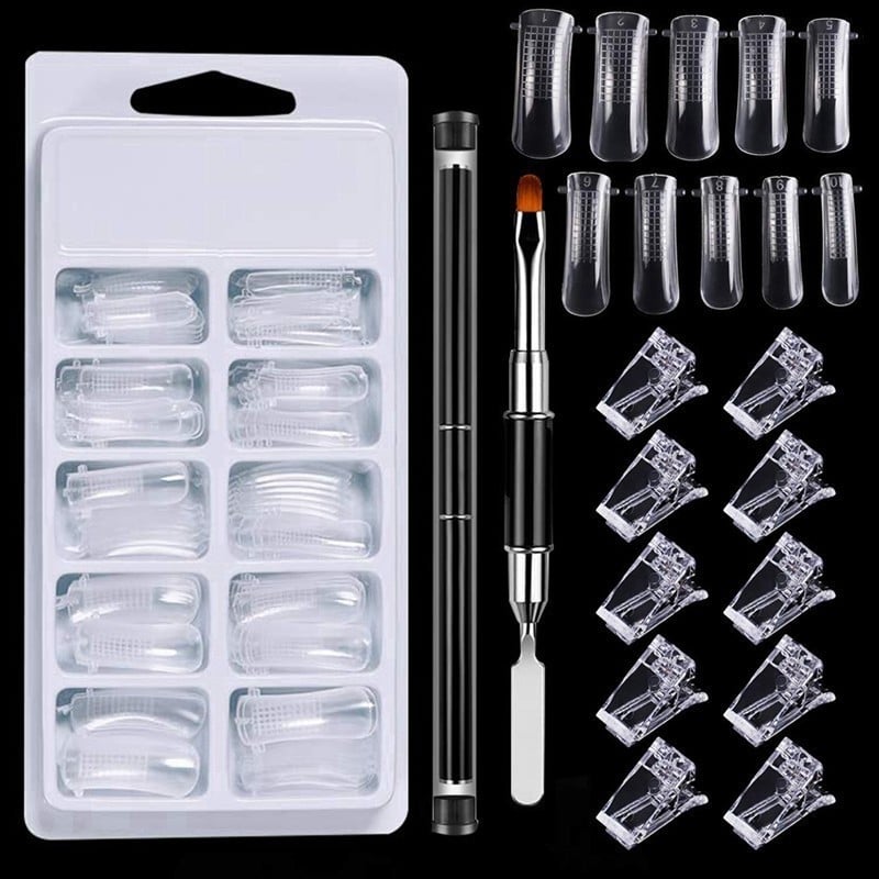 Sada gélových predlžovačov nechtov s formami a fixačným klipom, 12 kusov – Words of painting