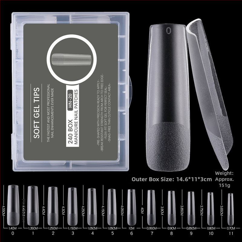 Falošné nechty nálepky – ultra tenké, bez stôp, tvar kvapky vody, priehľadné, typ s dlhým hrotom