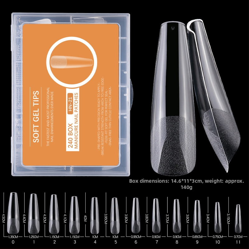 Falošné nechty nálepky – ultra tenké, bez stôp, tvar kvapky vody, priehľadné, typ s dlhým hrotom