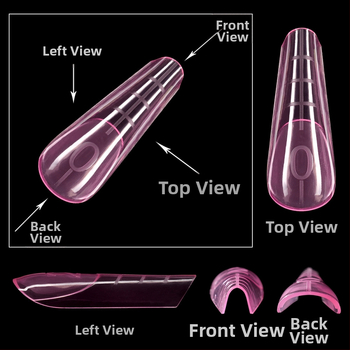 Kryštálový model rozšírenia nechtov, Yusheng Technology, francúzsky dlhý štýl, 120 kusov s meracou čiarou, rýchla LED fototerapia