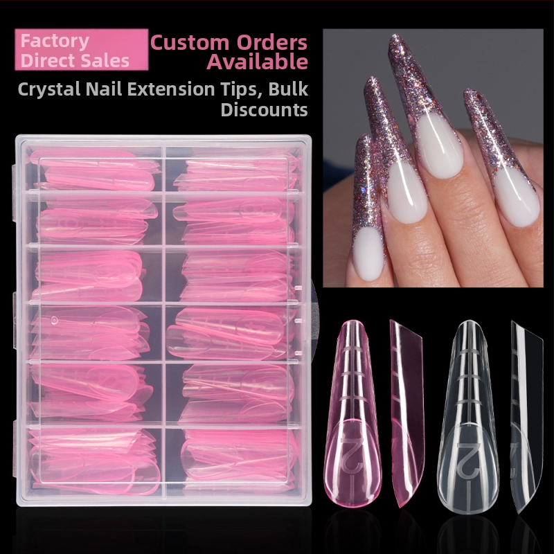 Kryštálový model rozšírenia nechtov, Yusheng Technology, francúzsky dlhý štýl, 120 kusov s meracou čiarou, rýchla LED fototerapia