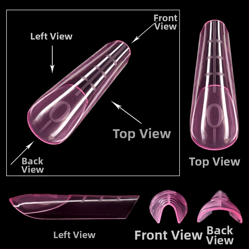 Krištolinio nagų pratęsimo modelis, Yusheng Technology, prancūziškas ilgas stilius, 120 vnt komplektas su skalės linija, greita LED fototerapija