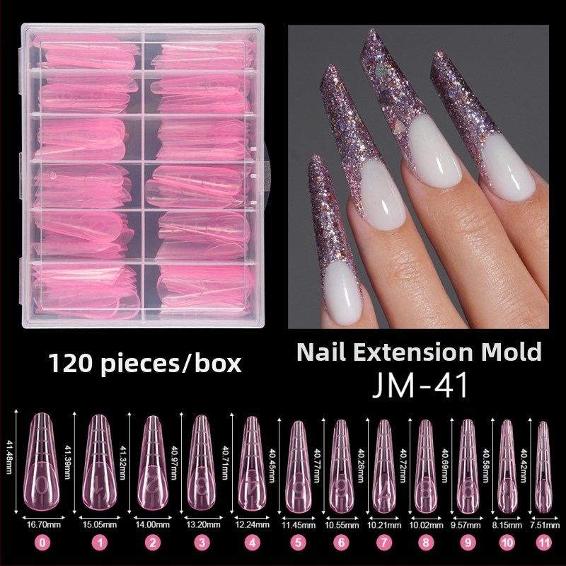 Kryštálový model rozšírenia nechtov, Yusheng Technology, francúzsky dlhý štýl, 120 kusov s meracou čiarou, rýchla LED fototerapia