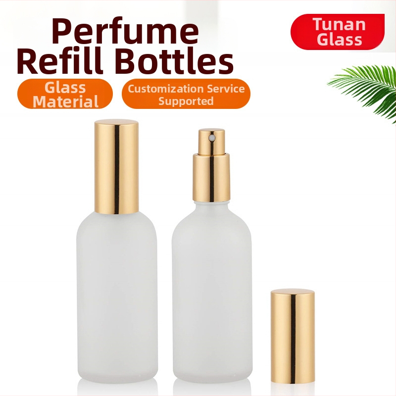 Stikla kosmētikas pudelīte ar matētu virsmu, pilinātājs un smidzinātājs