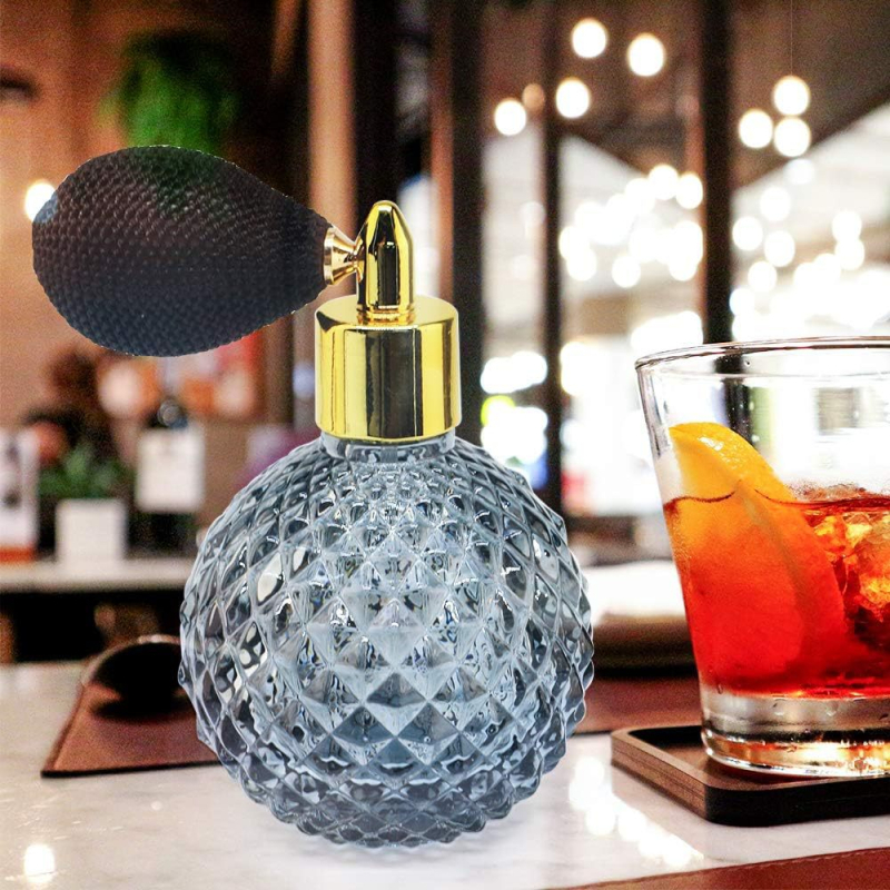 Sticluță de parfum din sticlă cristal, cu design tip air bag și duză din aliaj de zinc