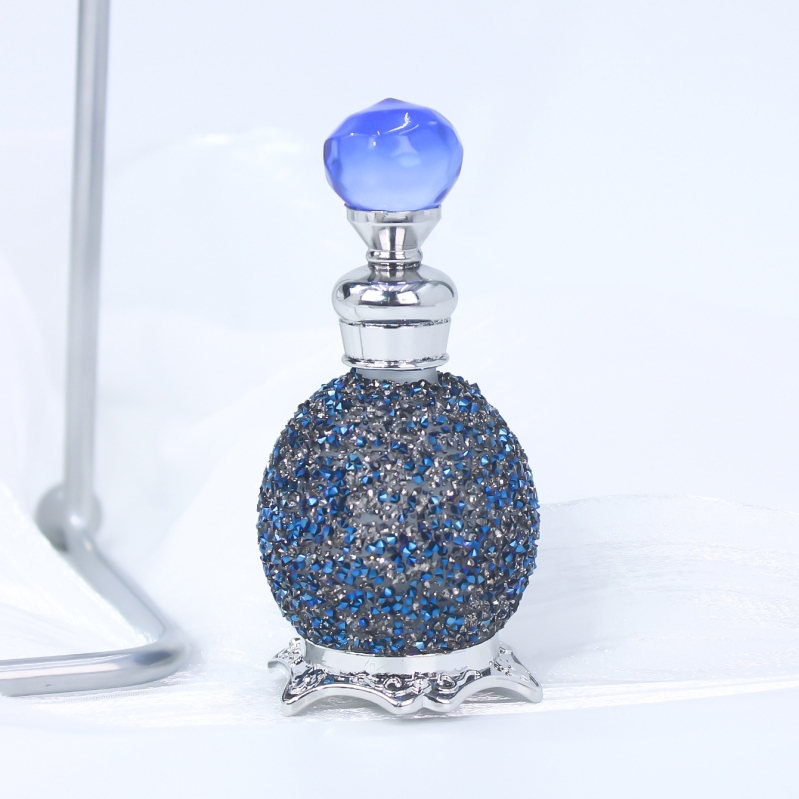 Flakón na parfum so sklom, kryštálová výzdoba, elektroplatový povrch, značka Xuan Fei, licencovaná súkromná etiketa