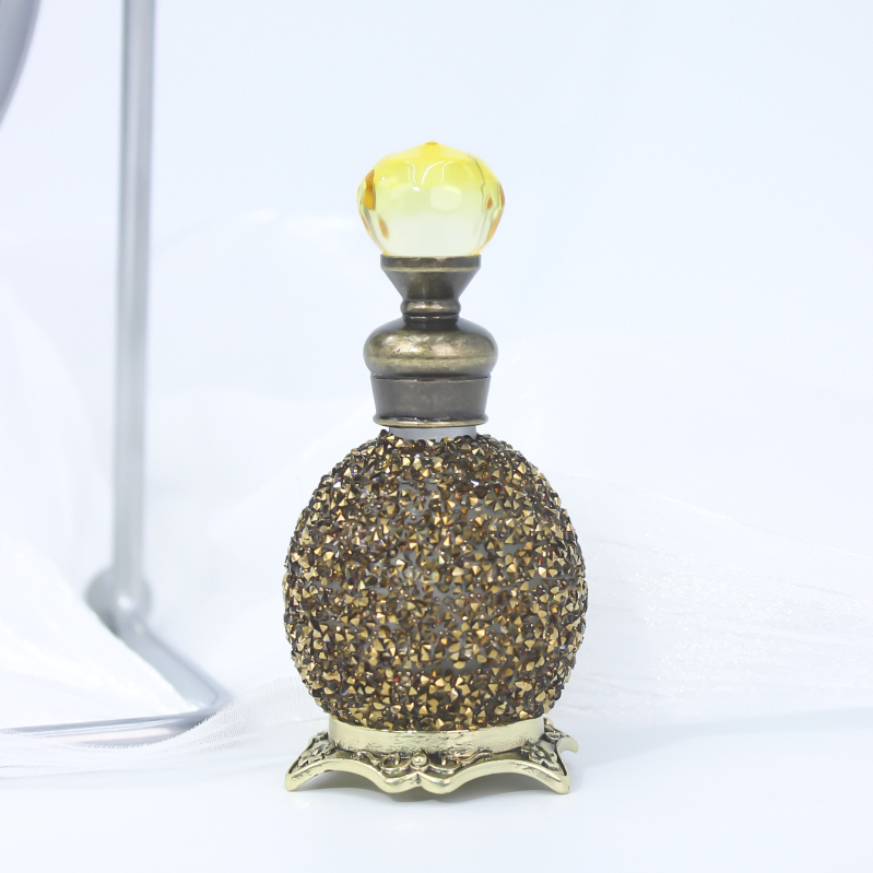 Flakón na parfum so sklom, kryštálová výzdoba, elektroplatový povrch, značka Xuan Fei, licencovaná súkromná etiketa