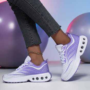 Дамски маратонки за бягане с въздушна възглавница, нисък връх, дишаща мрежеста горна част, PU + въздушна подметка, връзки